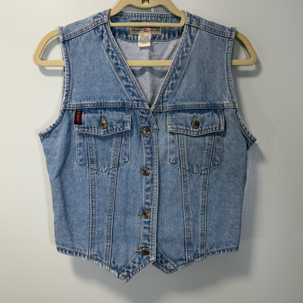 Vintage Unionbay American Favorites Denim Vest Blue Jean Sleeveless Jacket L